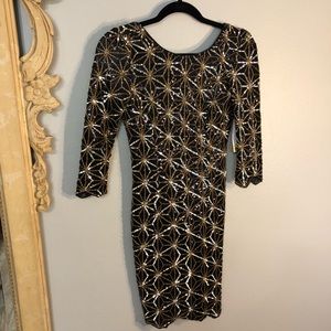 Gianni Bini Black and Gold Sequin Dress